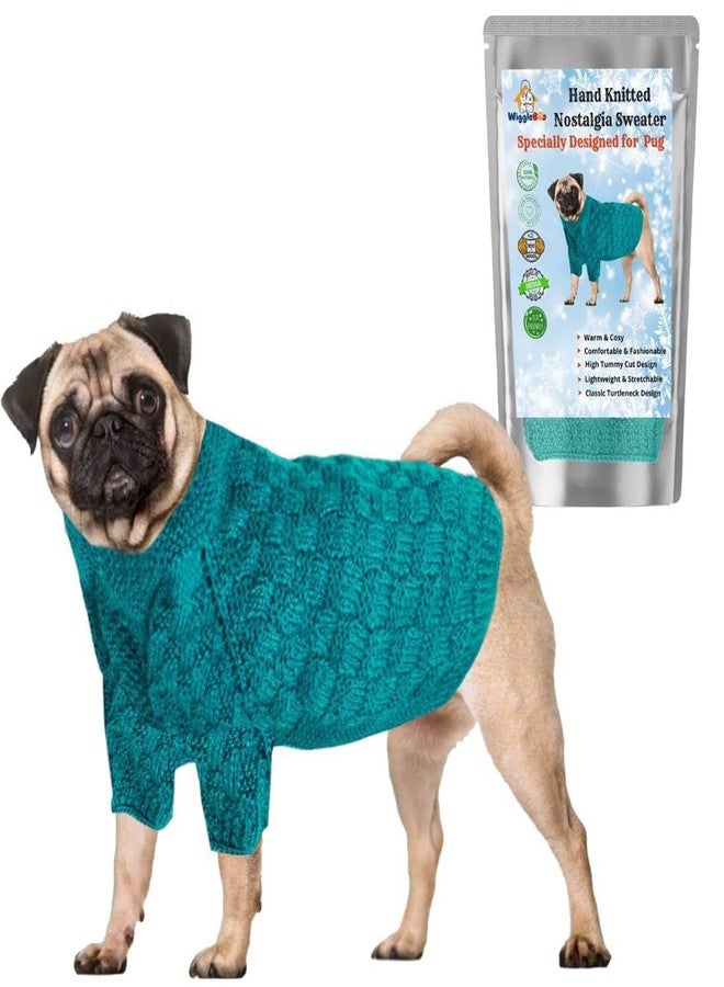 WiggleBoo Limited Edition for Pug Dog || Classic Hand Knitted Winter Sweater/Jacket || Specially Designed || Ultra Warm || Stylish Design || Soft Fabric & Comfortable (Green) - Image 1